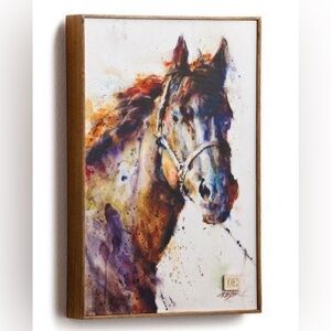 Framed canvas print multi colored horse